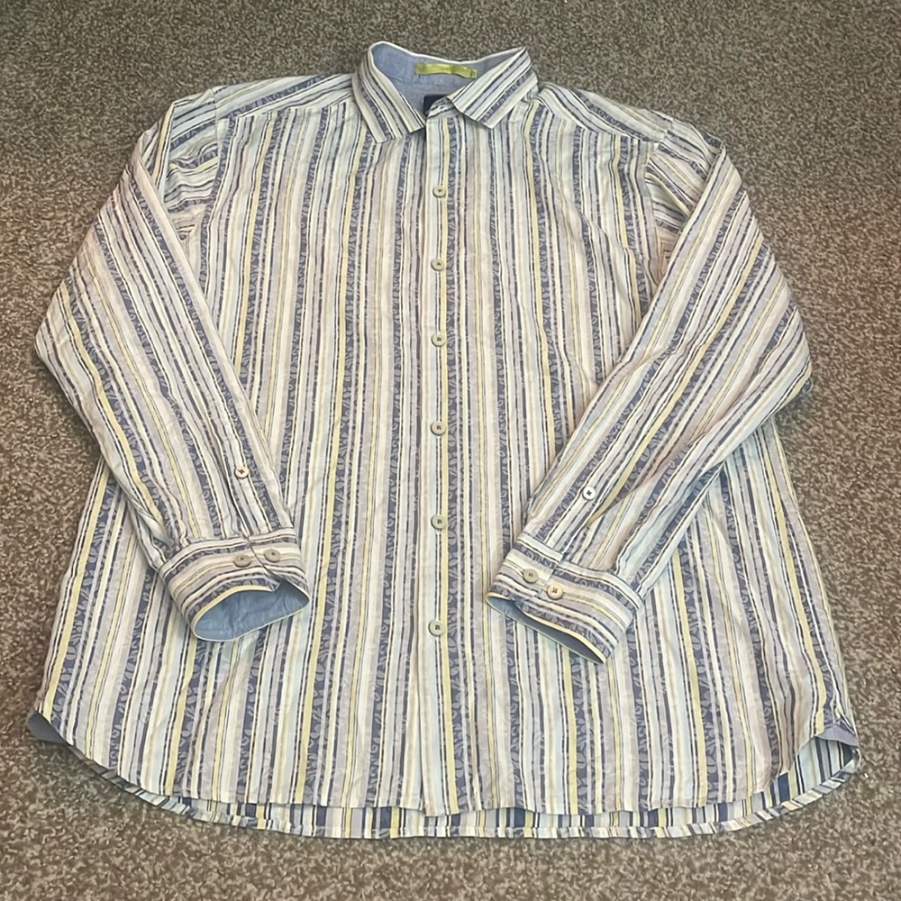 Tommy Bahama Men’s Multicolored Striped Long Sleeve Button Down Shirt